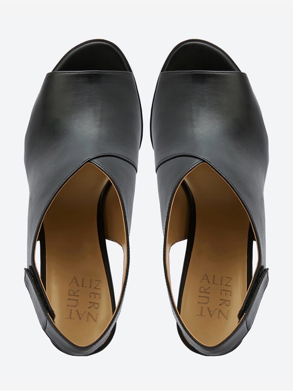 Naturalizer Black Leather Open-Toe Slingback Sandals - Preston